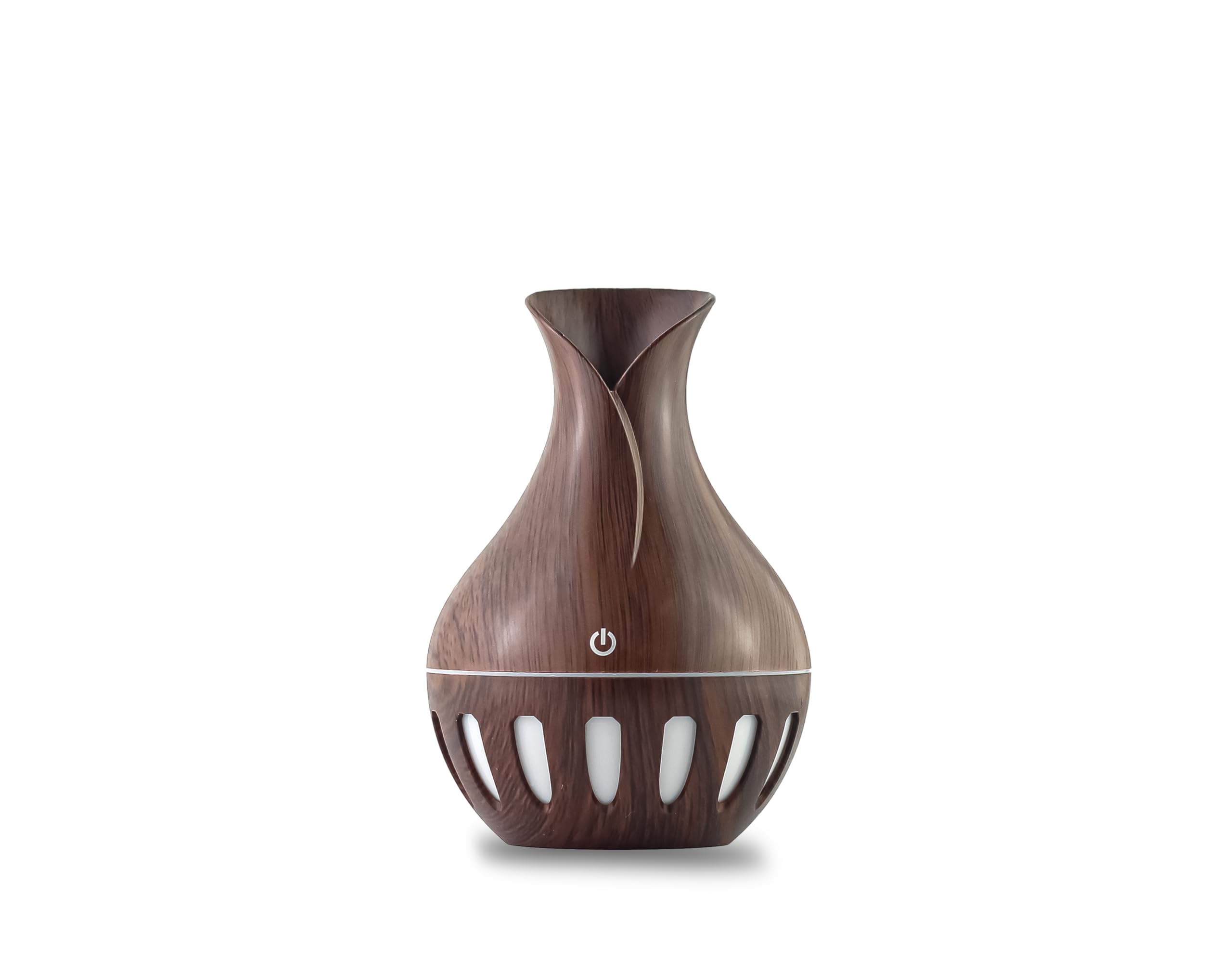 mobigon Wood Cool Mist Ultrasonic Humidifier with Aroma Diffuser and 7 Colorful Night Lights, 200ml (Dark Brown)