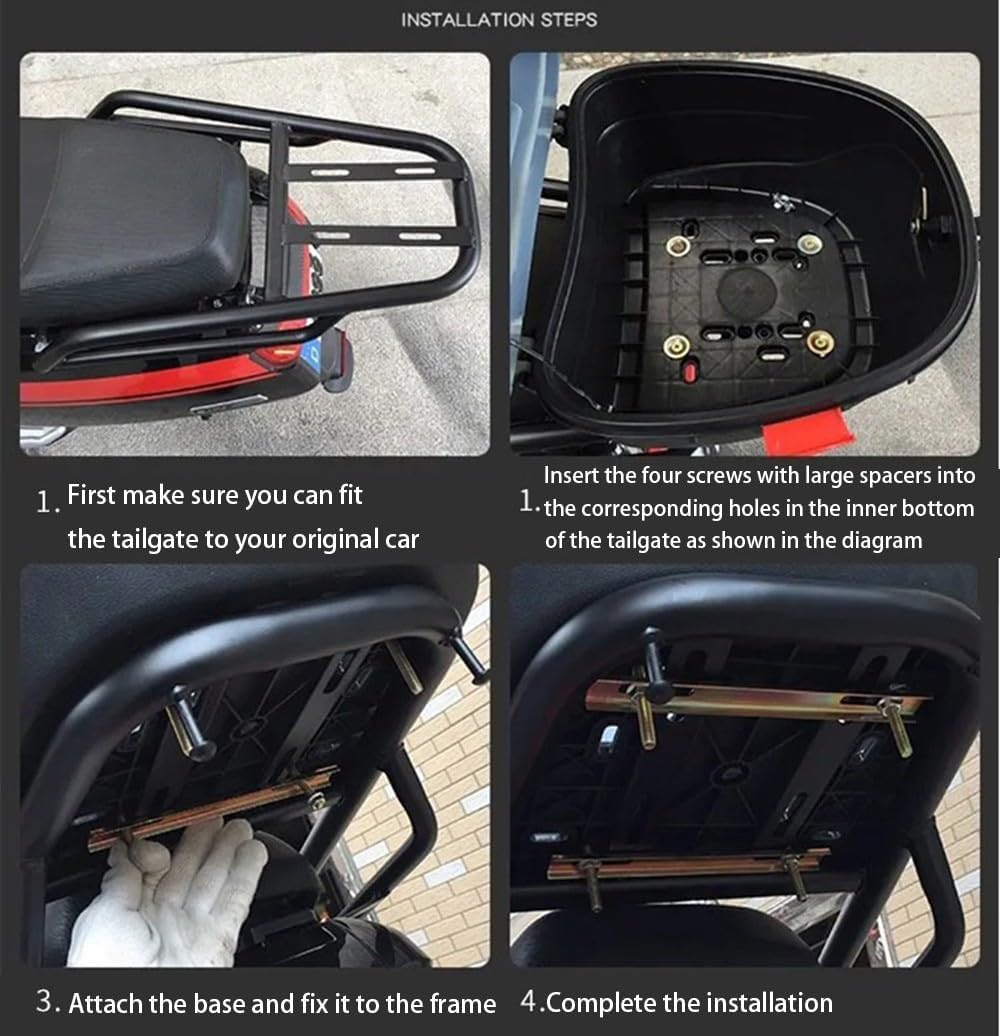 Top-Cases De Moto, Boîte De Queue De Moto Universelle avec Serrure étui De Support De Stockage étanche Aux Chocs Sac en Plastique à Coque Dure pour Scooter/Moto/Cyclomoteur, G