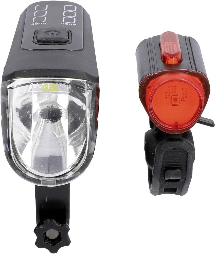 FISCHER Zestaw oświetlenia USB | lampa podłogowa zapewnia większą widoczność i ochronę | światło przednie 60 luksów