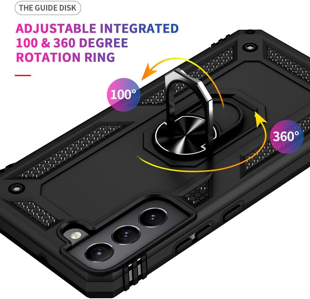for Samsung S22 Plus/Galaxy S22+ Case with HD Screen Protectors, Military-Grade Metal Ring Holder Kickstand 15ft Drop Tested Shockproof Cover Case for Samsung Galaxy S22+ 5G Black - Image 4