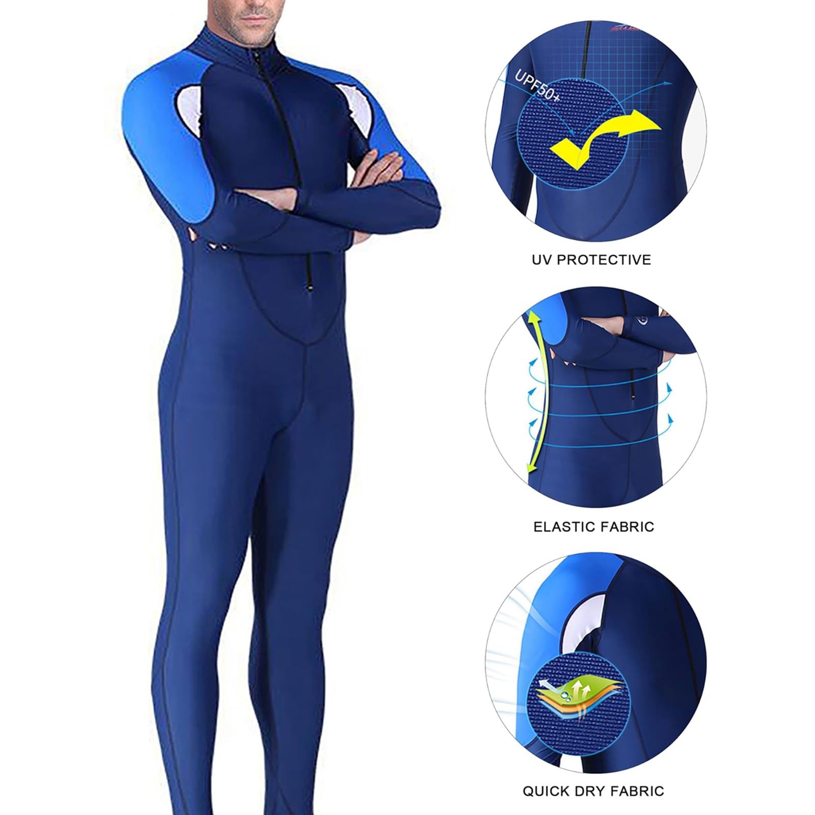 Generisch Combinaison d'été en néoprène pour homme - Fermeture éclair sur le devant - Maillot de bain une pièce - Anti-UV - Tenue de natation - Extensible - En néoprène - Pour sports nautiques - Surf