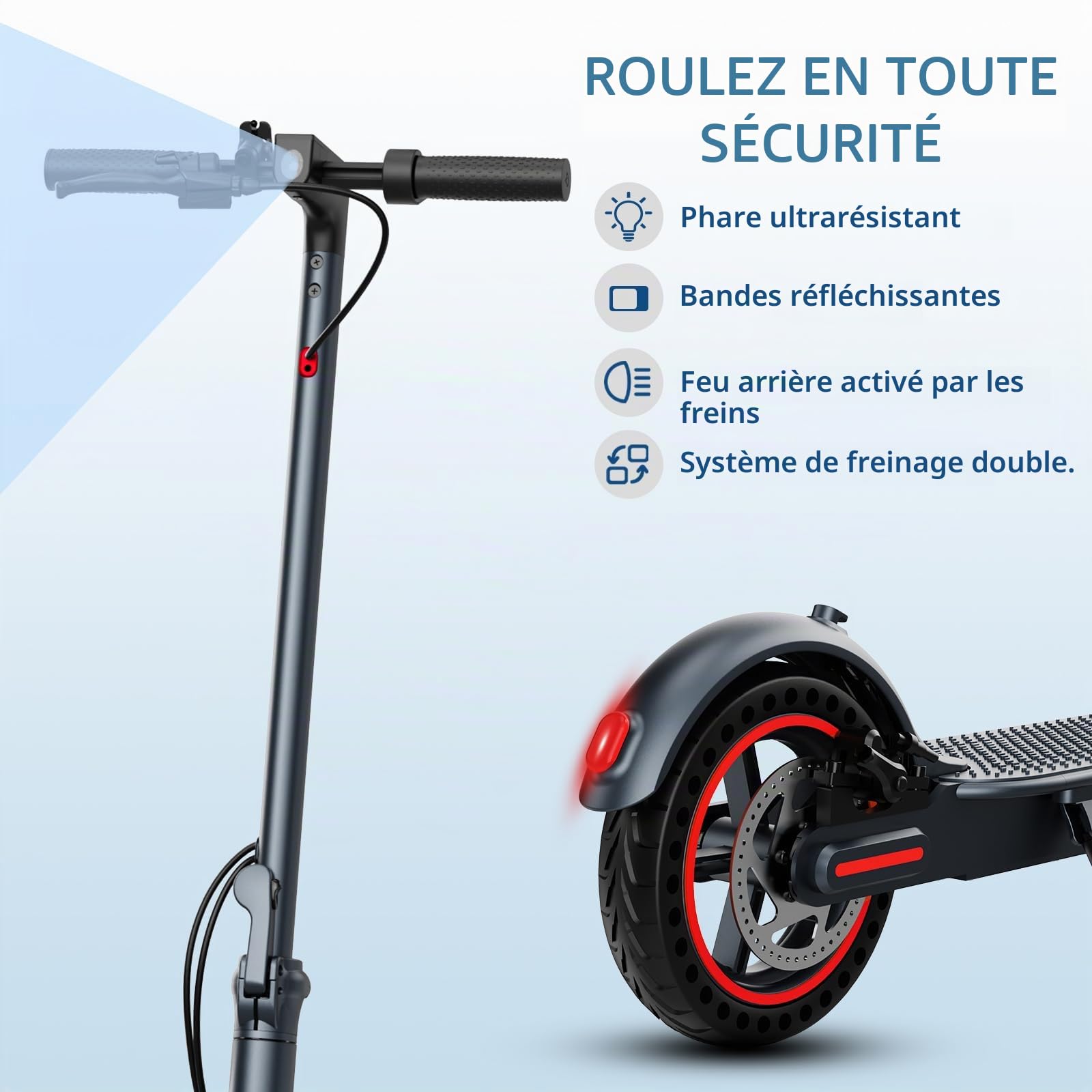 Trottinette Électrique Adulte - Moteur 350W (25 km/h) - Autonomie 30 km - Batterie 36V/7.8Ah - Pneus 8.5'' Anti-crevaison - 3 Vitesses - Double Frein - Pliable - Charge maximale 120 kg