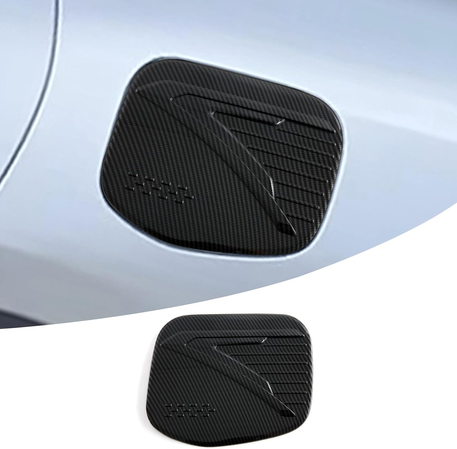 Car Accessories Exterior Gas Fuel Tank Cover Trim Compatible with Toyota New Prius 2023 2024 2025 2026 (A Style: Carbon Fiber Pattern) 1PCS ABS