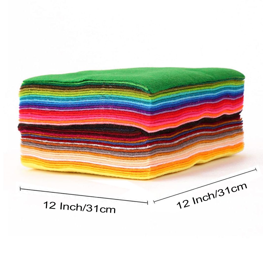 YYCRAFT Lot de 40 feuilles de feutre doux 30,5 x 30,5 cm pour patchwork, couture, loisirs créatifs, 1,6 mm d'épaisseur (20 couleurs)