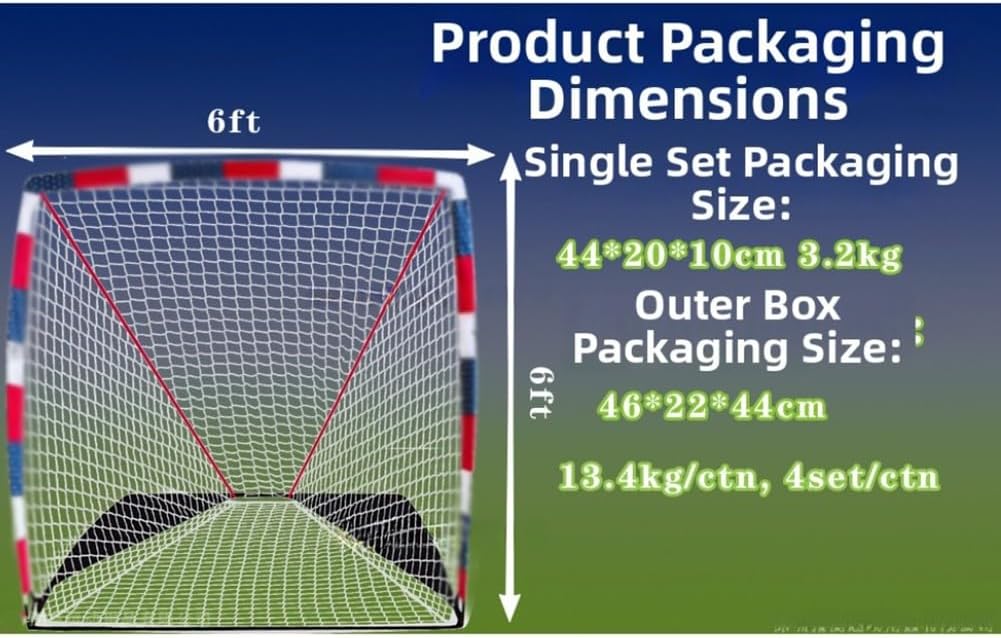 Hockey Football Goal Quick Set Up Folding Lacrosse Football Baseball Training 6ft x 6ft