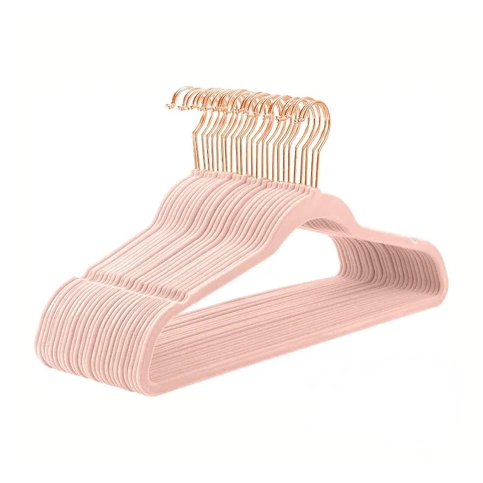 KFGISD, 45CM Flocking Hanger Plastic Non-slip Hanger Velvet Magic Hanger Clothing Store Coat Without Trace ，Hangers(Pinkrose Gold Hook)