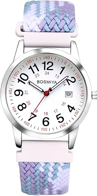 Lancardo Braided Elastic Strap Watch Analog Quartz Adjustable Stretch Band Arabic 24-Hour Large Dial Casual Sport Wristwatch for Men Women Easy-to-Read