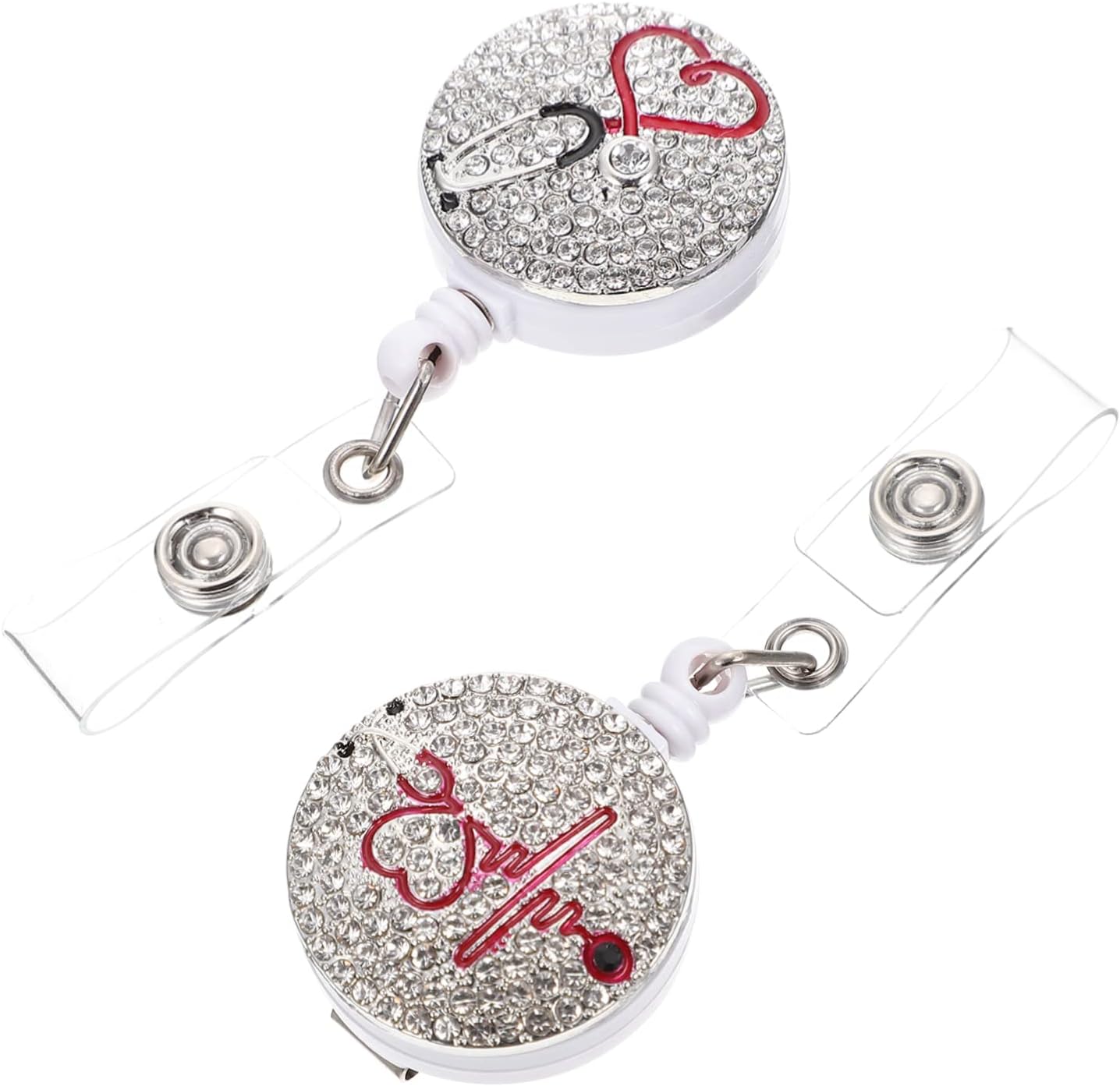Angoily 2pcs Badge Holder Clip Portable Badge Reel for Id Lanyard for Hospital Office