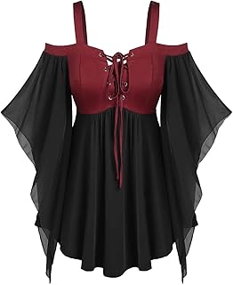 Renaissance Dress for Women Medieval Steampunk Corset Dress Cold Shoulder Butterfly Sleeve Short Lace Dresses