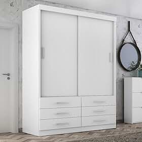 Guarda Roupa Solteiro Capri 2 Portas Correr 6 Gav Branco
