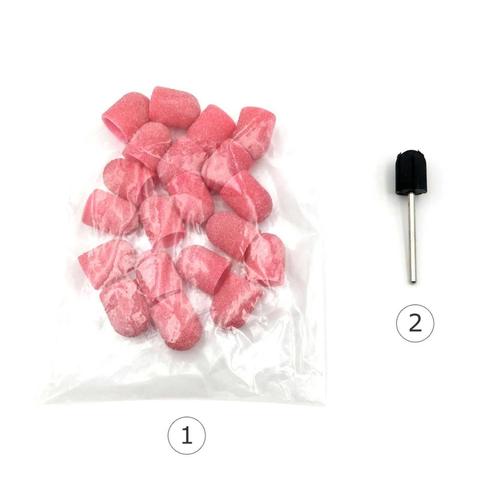 Fresas Torno Para UñAs 50 Uds Base de plástico tapas rosas con agarre cuidado pedicura pulido bloque arena accesorios taladro herramienta for cutículas pies para Manicura(180 Grit)