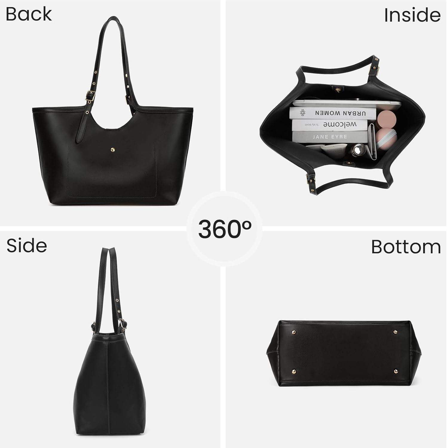 JQWSVE Faux Leather Tote Bags for Women Cherry Shoulder Handbag Large Capacity Work Tote Bag Weekender Bag Shopper Handbag - Image 4