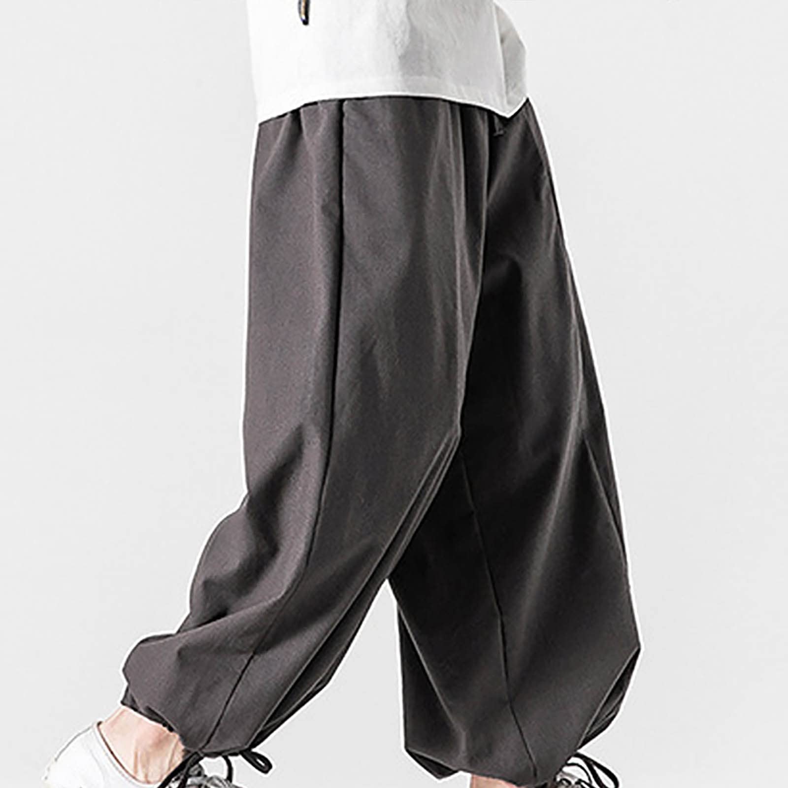 Herren Leinen Hose Sommerhosen Einfarbige Freizeithosen Männer Leinenhose weiten Beinen Jogginghosen Sommer Herrenhose Bequem Funktionshosen mit Kordelzug leichte Sporthosen für Outdoor