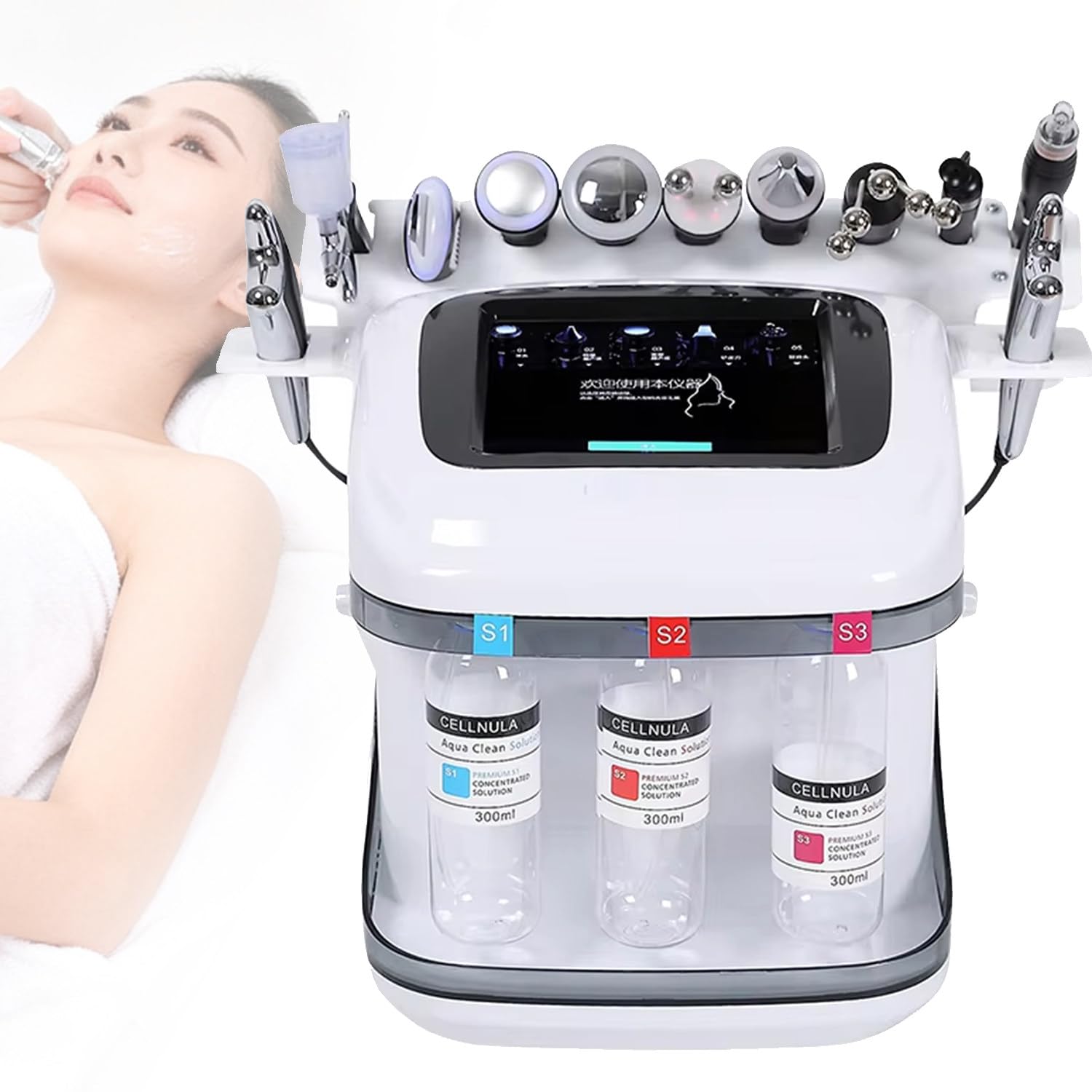 Máquina Hidráulica 10 En 1 Profesional Hydrafacial, Hidrodermoabrasión para Limpieza Profunda Exfoliante, Hidratante Facial con Pantalla LED,Dispositivo Aqua Rejuvenecimiento De Piel