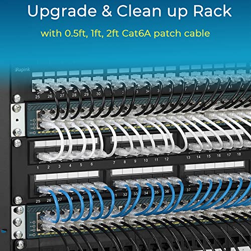 Rapink Patch Cables Cat6/ Cat6A 1Ft 24 Pack Slim, Cat6A Ethernet Patch Cable 10G Support, Snagless Cat 6 Patch Cable For Patch Panel To Switch, Flexiable Cat6 Ethernet Cable With Snagless Clip Black #TOP6