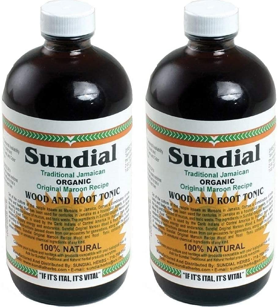 Sundial Traditional Jamaican Organic Wood & Root Herbal Tea [Pack of 2 - Maroon - 16 oz.]