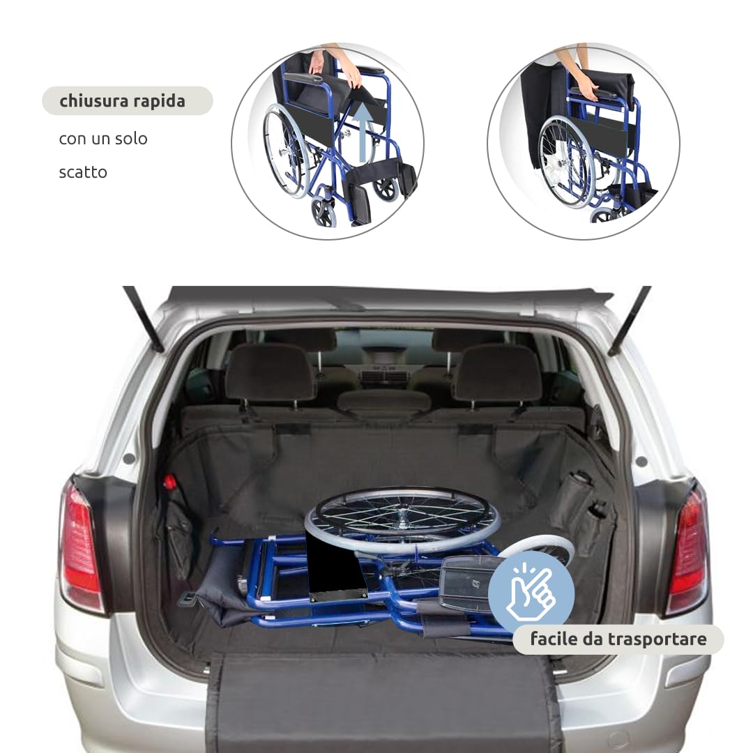 GOVITA-Sedia A Rotelle Per Anziani E Disabili,Carrozzina Pieghevole Leggera Ad Autospinta,Braccioli Fissi E Poggiapiedi Ribaltabili,Cintura Di Sicurezza E Tasca Porta Documenti