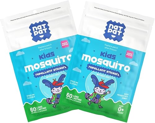BuzzPatch Calcomanías de parches de mosquitos para niños (paquete de 60) Todos los ingredientes naturales, a base de plantas, no tóxicos, sin DEET,