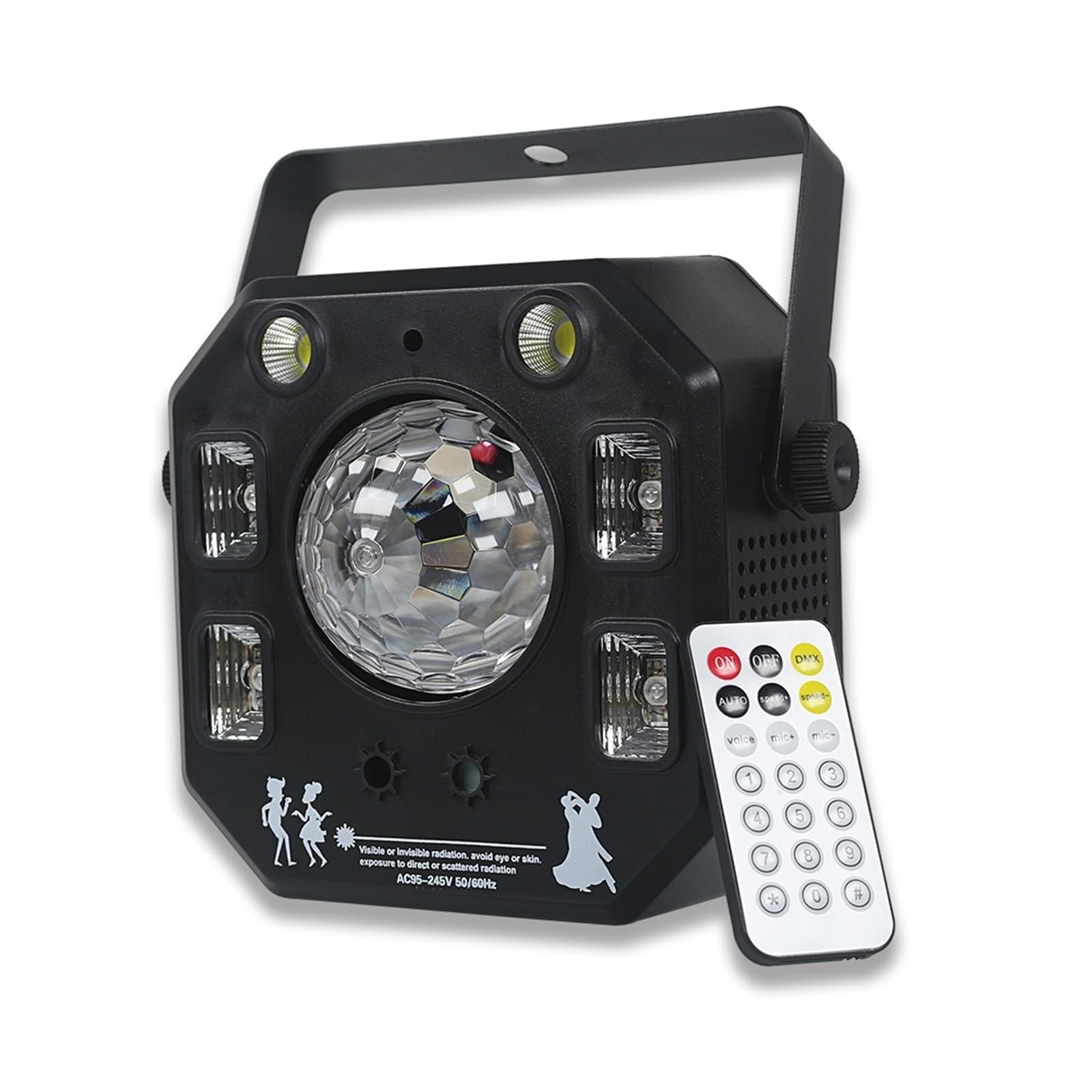 AmAzwi Lámparas de iluminación para escenarios Luz de Efecto LED 4in1 Magic Ball Strobe UV 4 en 1 Luz de Efecto Luz de Escenario con Control Remoto para Fiesta Disco Club ktv