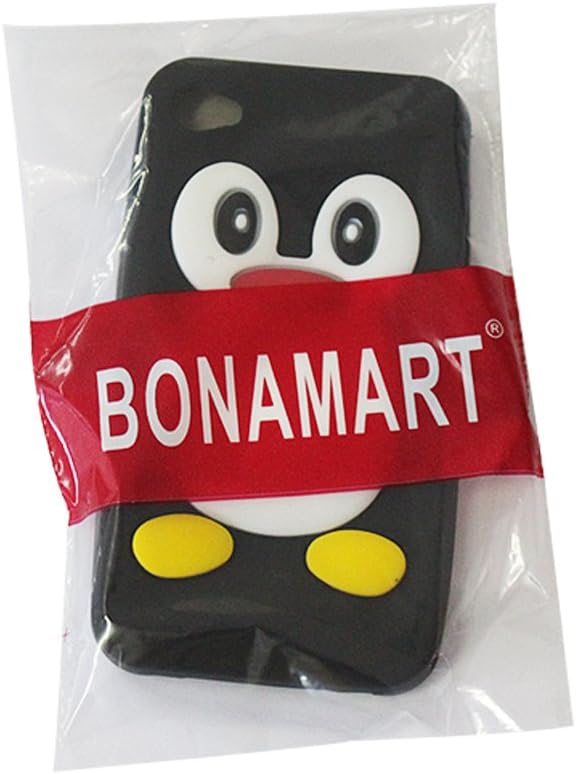 Bonamart &Reg; Black Penguin Silicone Soft Case Cover for iPhone 4 4g 4s