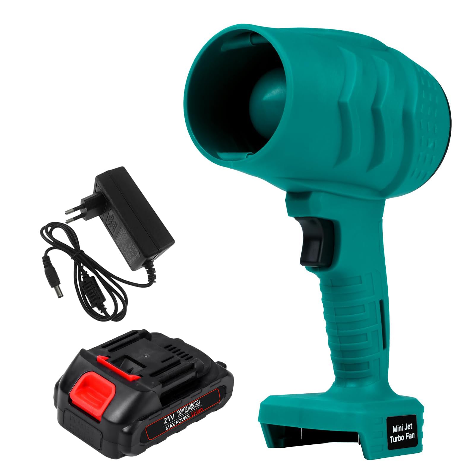 Ventilador turbo súper fuerte de 35000 rpm, ventilador turbo de mano para pistola de aire violenta, ventilador de chorro de 21 V, soplador de aire inalámbrico universal, para coche, jardín, limpieza