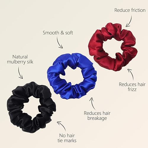 Miniatura 9 de ZIMASILK Bandas elásticas para el cabello 100% seda de morera, lo mejor para mujeres y niñas, bandas elásticas para el cabello para cola de caballo,