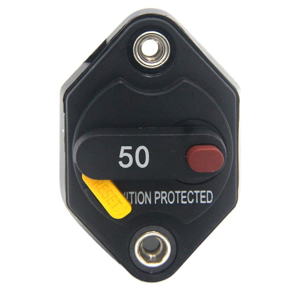 ZOOKOTO 12V-32V DC 50A Circuit Breaker Fuse Inverter with Manual Reset Button for Auto Truck RV Marine Trailer Waterproof 50Amps