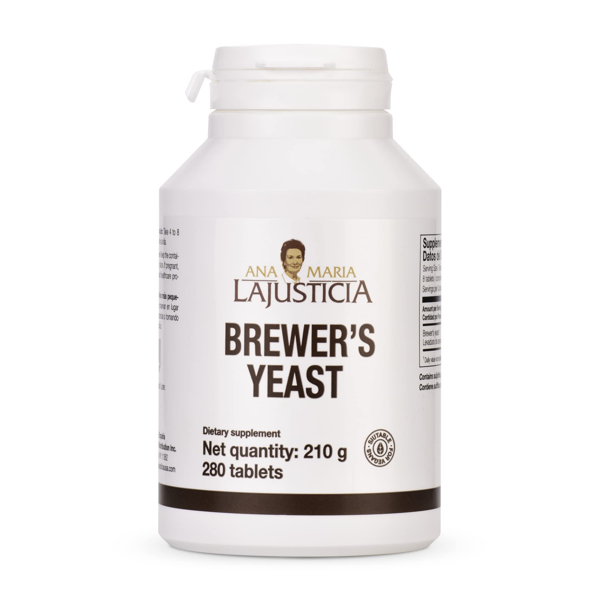 Ana Maria Lajusticia- BREWER'S Yeast - Source of Vitamins, Heart Health and Healthy Digestion - 70 Days Treatment Pack . Sugar Free &amp; Vegan Friendly.