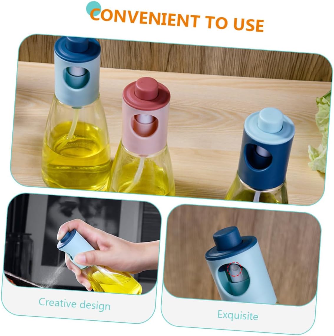 2Pcs Kitchen Oil Dispenser Spray Bottles Press Type Oil Container for Cooking Barbecue Soy Sauce Vinegar Mist Sprayer Leak Ergonomic Design