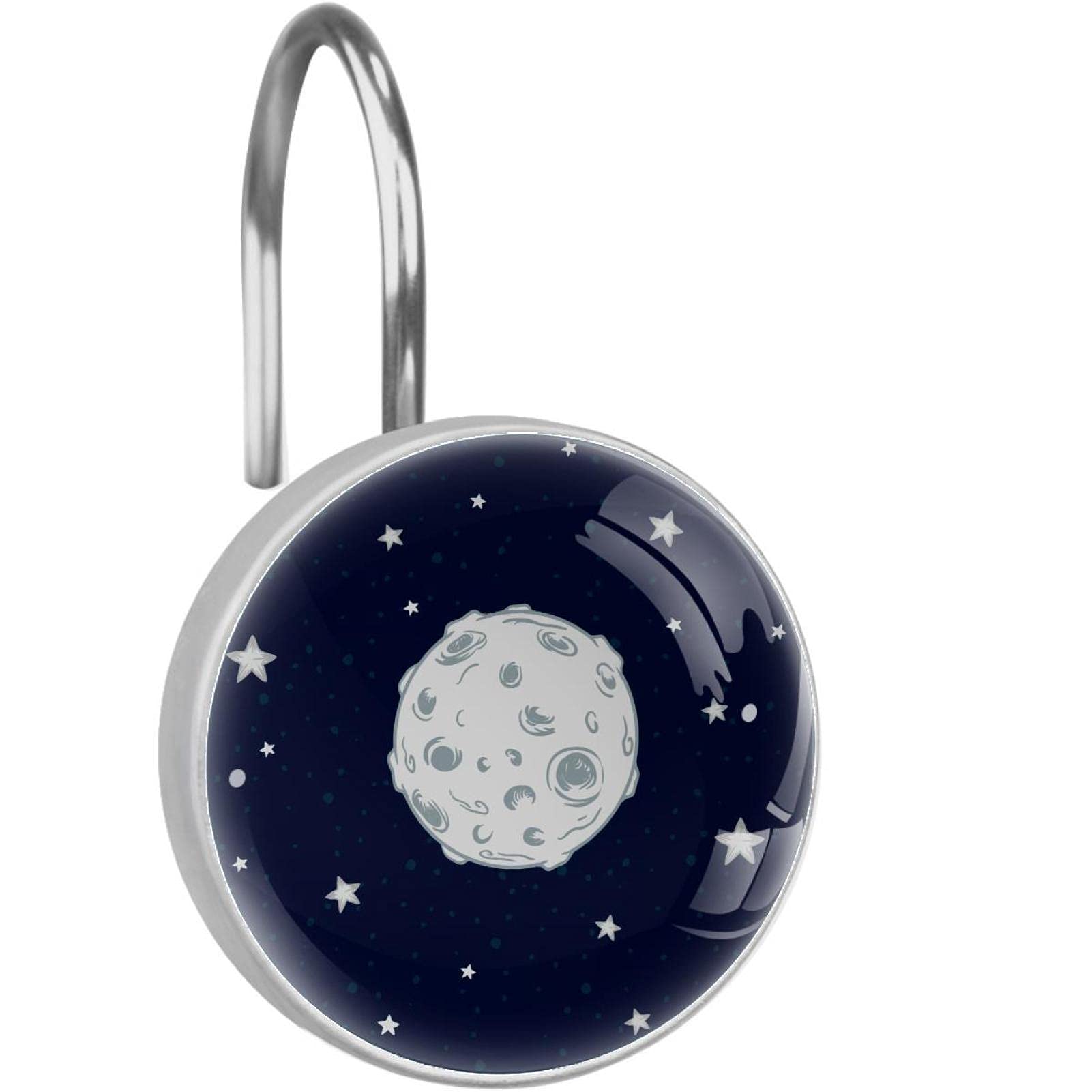 Crochets pour rideau de douche lune et étoiles en acier inoxydable - Accessoire de salle de bain