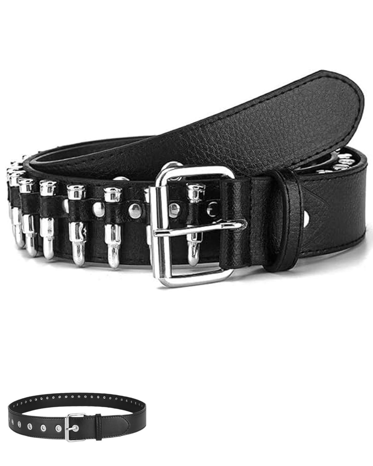 Studded Belt, Bullet Belt, Studded Belts for Men, Black Studded Belt, Studded Belt Mens, Waist Ladies Belt, Women Y2k Belts, Belts for Jeans and Dresses, Halloween, Party Dressing Up-image-20