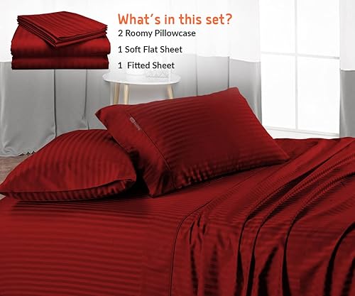 Miniatura 2 de SGI Juego de sábanas de 500 hilos 100 % algodón egipcio, lujosas y suaves para calidad de hotel premium, juego de sábanas de 4 piezas, 1 sábana