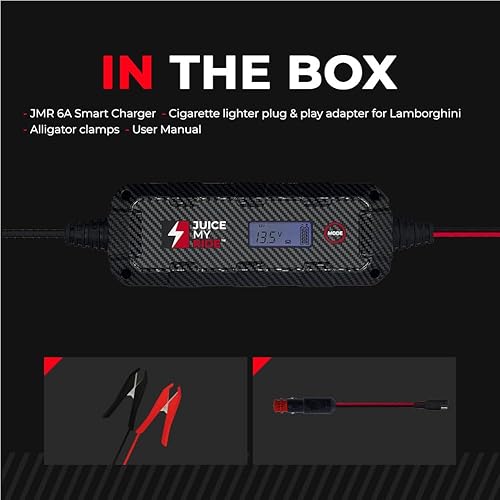 Miniatura 7 de JMR - Cargador de batería para Lamborghini Aventador, Huracan, Urus, Gallardo, Murcielago, cargador de goteo y acondicionador (puerto Cig de 12 V,