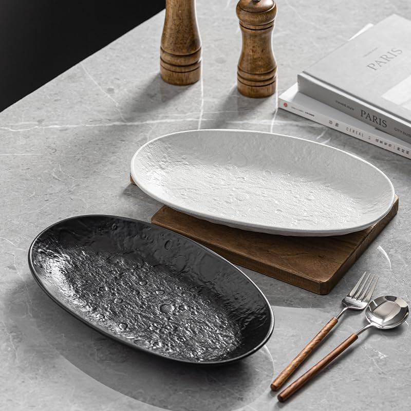 Serving Platter 12 Inches, Ceramic Oval Dinner Plate Set of 2, Serving Dishes for Entertaining, Dishwasher & Oven Safe Kitchen Dinnerware for Salad, Chicken, Pasta, Fish, Beef, White - Image 8