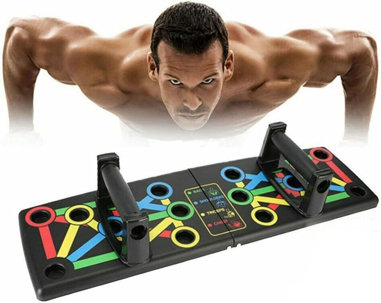 True Face Push Up Board Foldable 14 in 1 Press Up Boards Fitness Workout Train Gym Muscle Strength Push-Up Stand Muscles Exercise Pushups Training Portable Pushup Equipment for Men Women Home Workouts