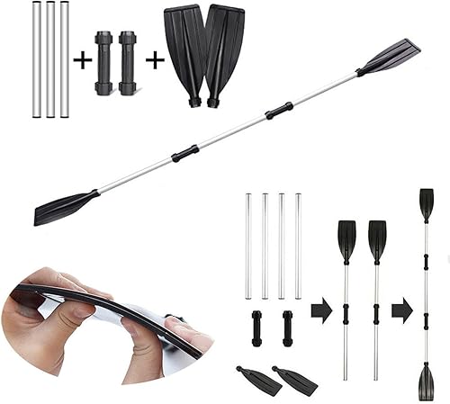 Miniatura 2 de ZUKPUMNE Paletas de kayak, paletas de 49.6 pulgadas para canoas, remos telescópicos de kayak para kayak, remos de kayak acanalados, remos de barco,