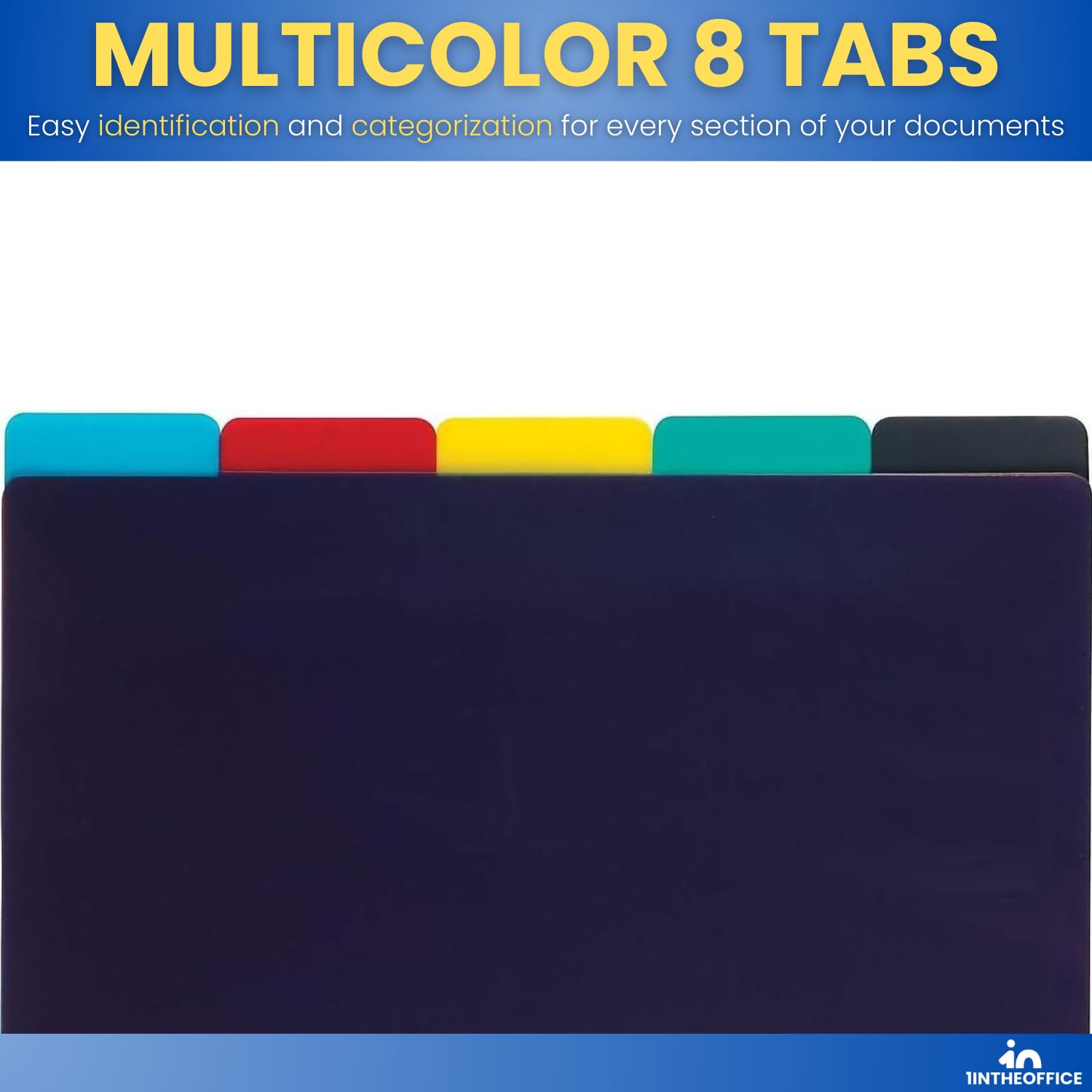 1InTheOffice Mini Binder dividers 5x8, 5 tab dividers for 3 Ring Binder Assorted Colors (Set 5 Tabs) - Image 3