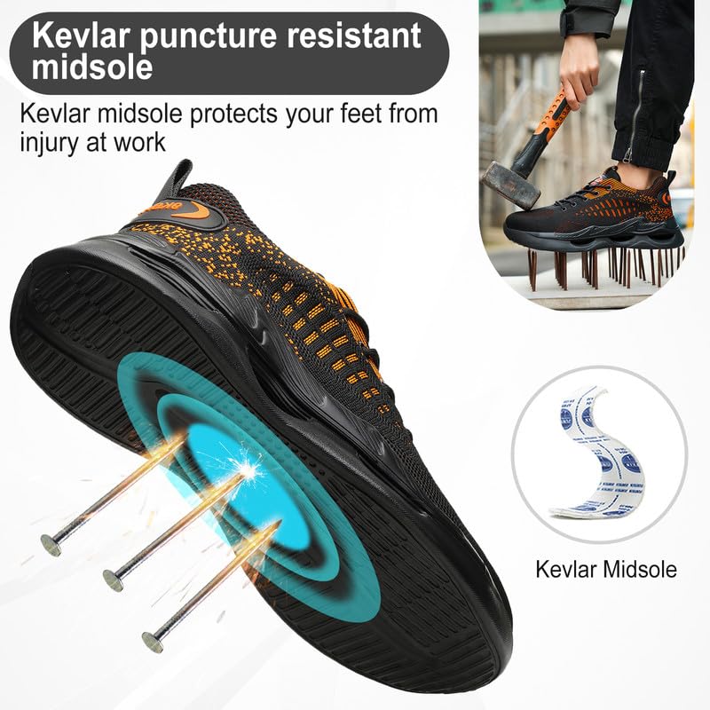 Scarpe Antinfortunistiche Uomo Donna Scarpe da Lavoro Donna Leggere Scarpe Sicurezza con Punta in Acciaio Traspiranti Comode Scarpe Sicurezza Antiscivolo Traspiranti 38-46 EU