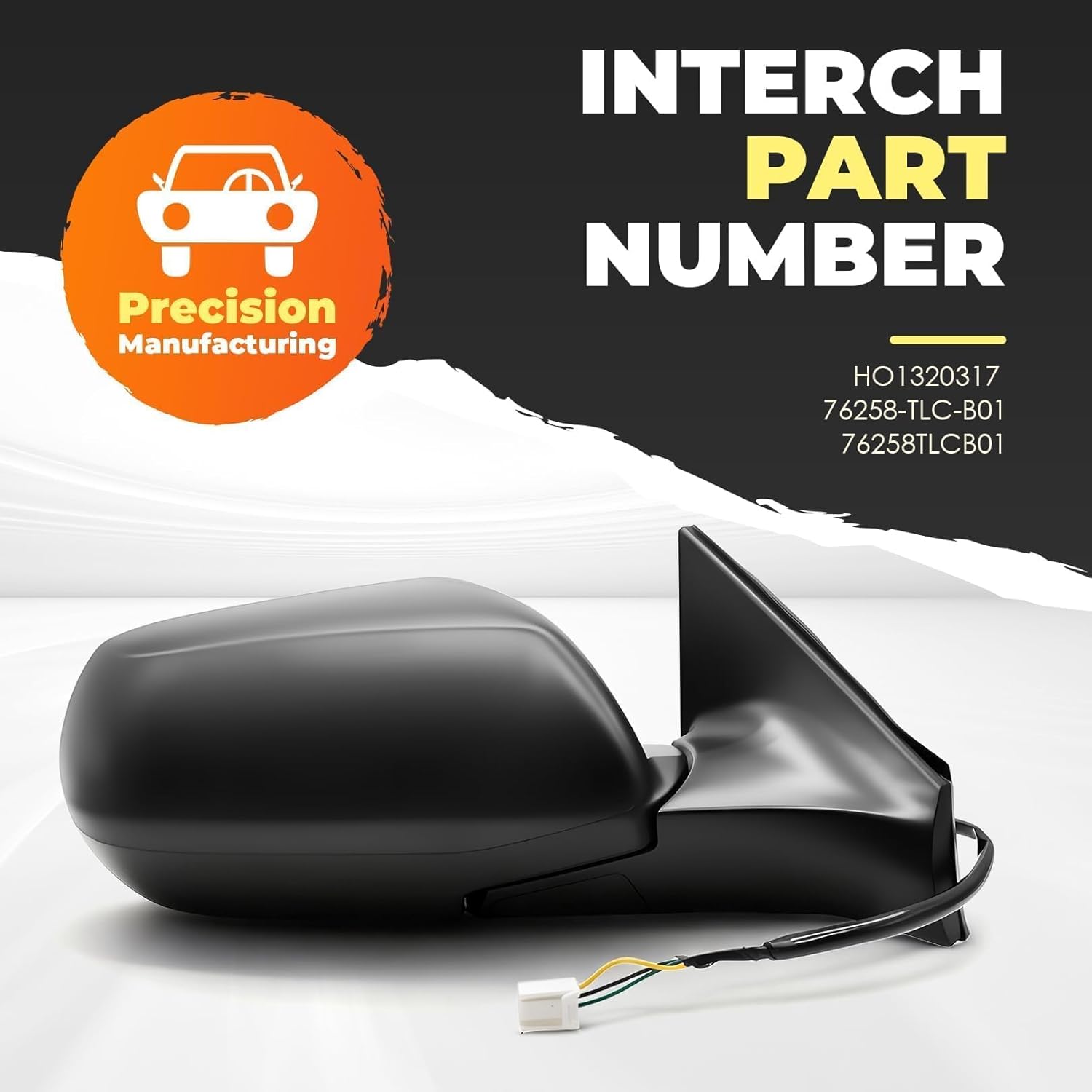 Left Driver Side Mirror Assembly Compatible with 2017-2022 CR-V Non-Heated Manual Folding Power HO1320317 Paint to Match (3Pins)