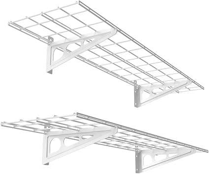 FLEXIMOUNTS WR14-SBA 1 x 4 Wall Shelf Garage Storage Rack 2 Pack, White, 12" x 48"
