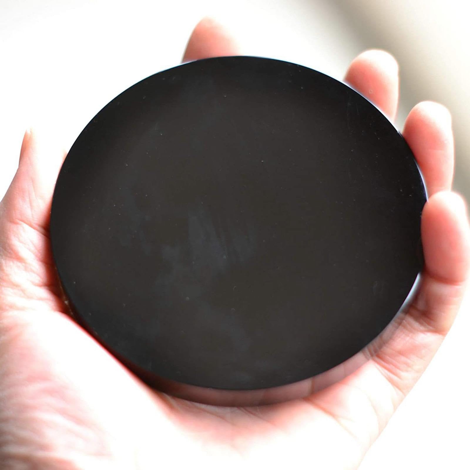 Specchio a disco in ossidiana nera, per meditazione, decorazione per casa e ufficio, diametro 20 cm
