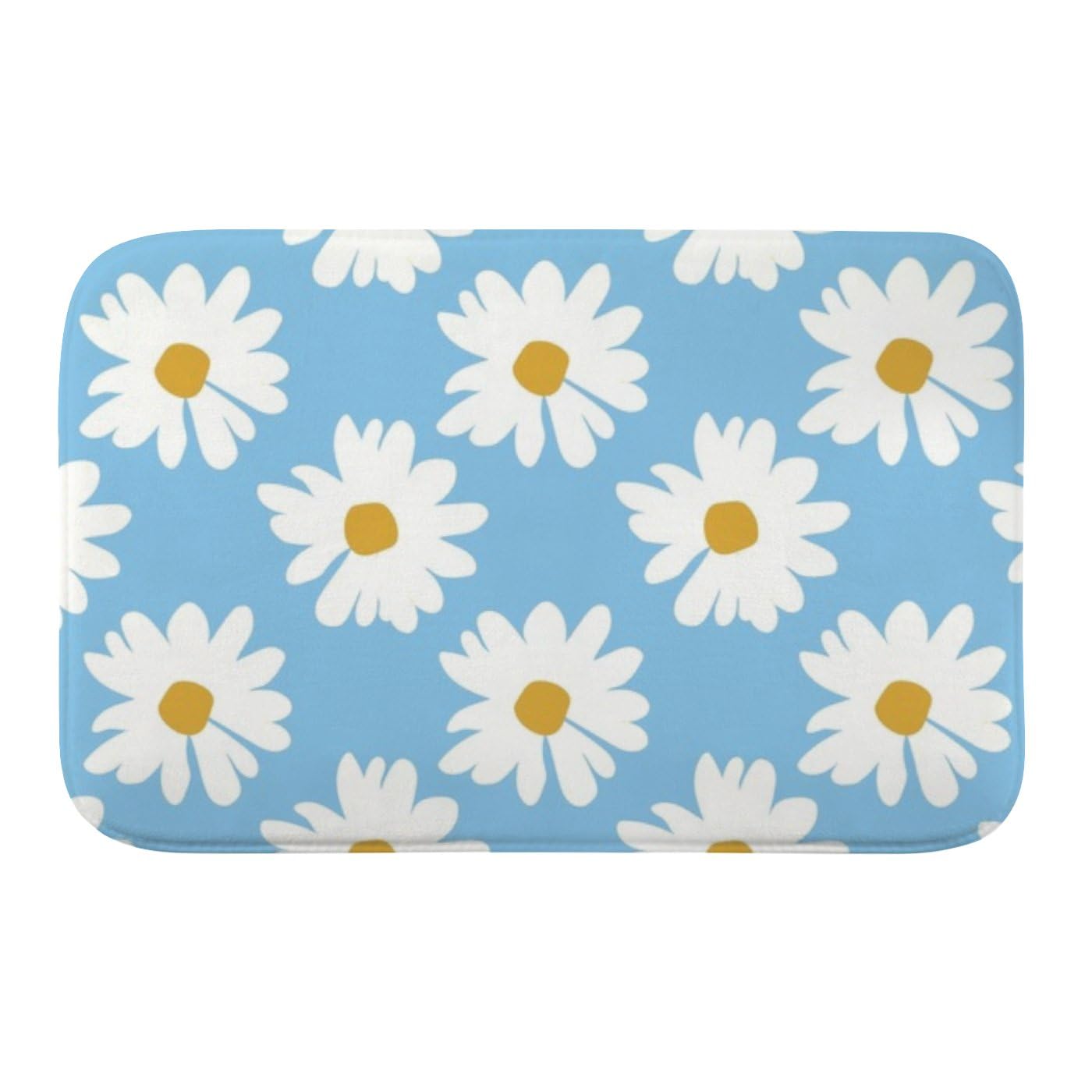 Fresh Daisy Floral Light Blue Bath Rug Bathroom Toilet Rugs Muddy Matt Mats for Bathroom Quick Dry Water