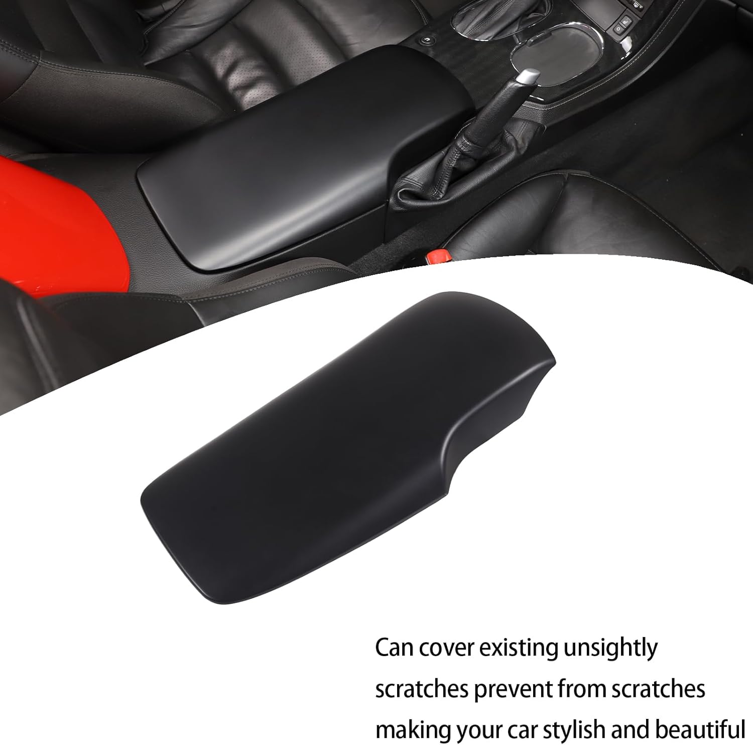 Lcojicep Central Control Armrest Box Protective Cover Compatible with Corvette C6 Z06 ZR1 2005-2013 ABS Center Console Armrest Box Waterproof Cover Protector Accessories (Black)