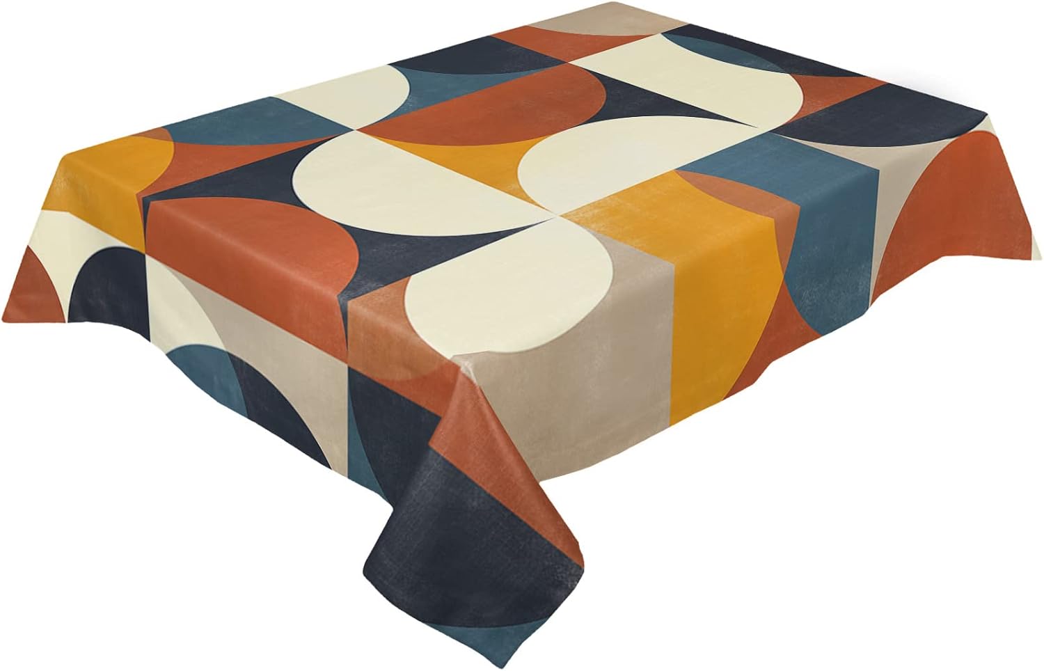 Rectangle European Tablecloth Waterproof & Stainproof Tablecloths,Abstract Rustic Multi Middle Century Geometric Patchwork Wipeable Table Cloth Wrinkle-Free for Round/Oval/Dining/Party/Wedding,60x84