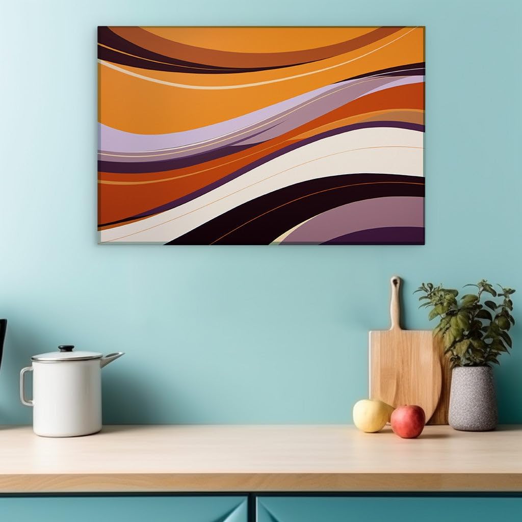 Canvas for Living room. Riding the Digital Current: A Voyage Through Colorful Abstract Waves, 27 x 18 inch Canvas Wall Art - Ready to Hang - 69x46 cm (27x18 inch)