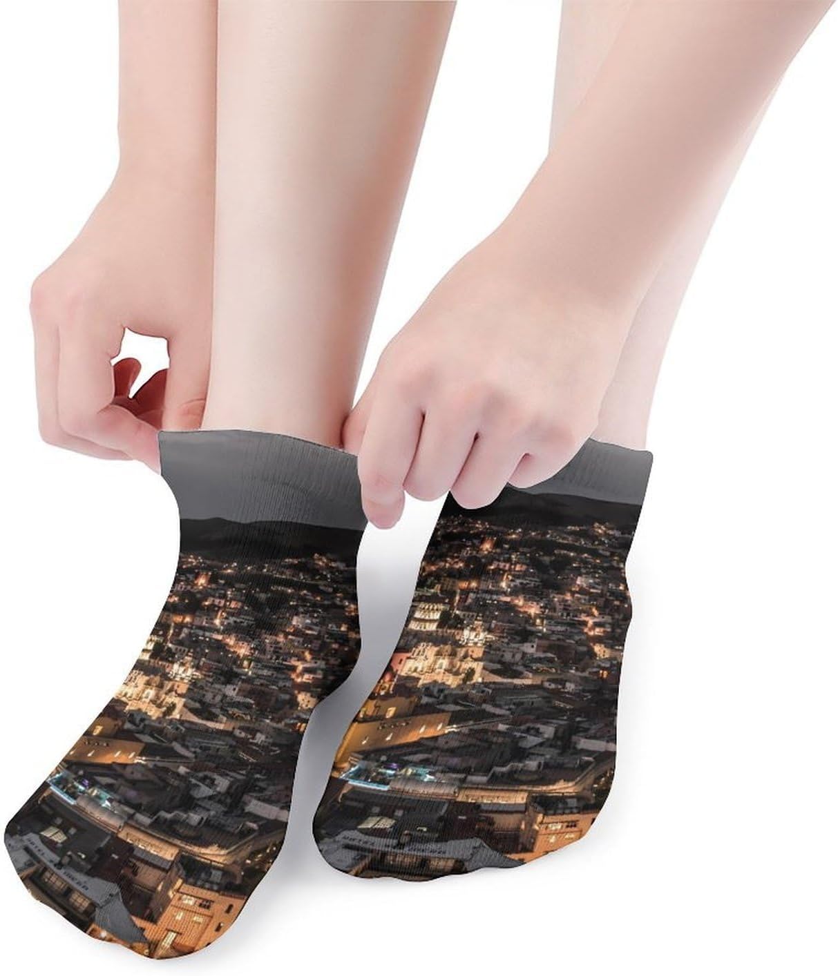 Mexico Guanajuato Architecture No Show Ankle Socks Low Cut Non Slip Flat Boat Line 5 Pairs Set