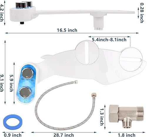 Miniatura 5 de Accesorio de bidé para inodoro, control de presión ajustable y boquilla doble autolimpiante (lavado femeninobidé), bidé de inodoro, bidé rociador de