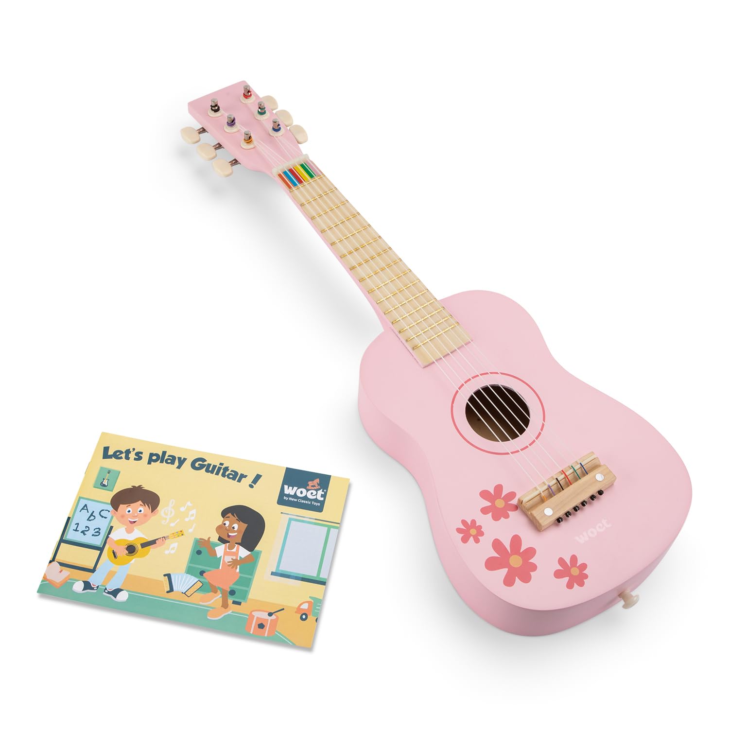 New Classic Toys Toys-10348 Guitarra para niños (NCT-0348) (Importado), Color rosa con Notas Musicales