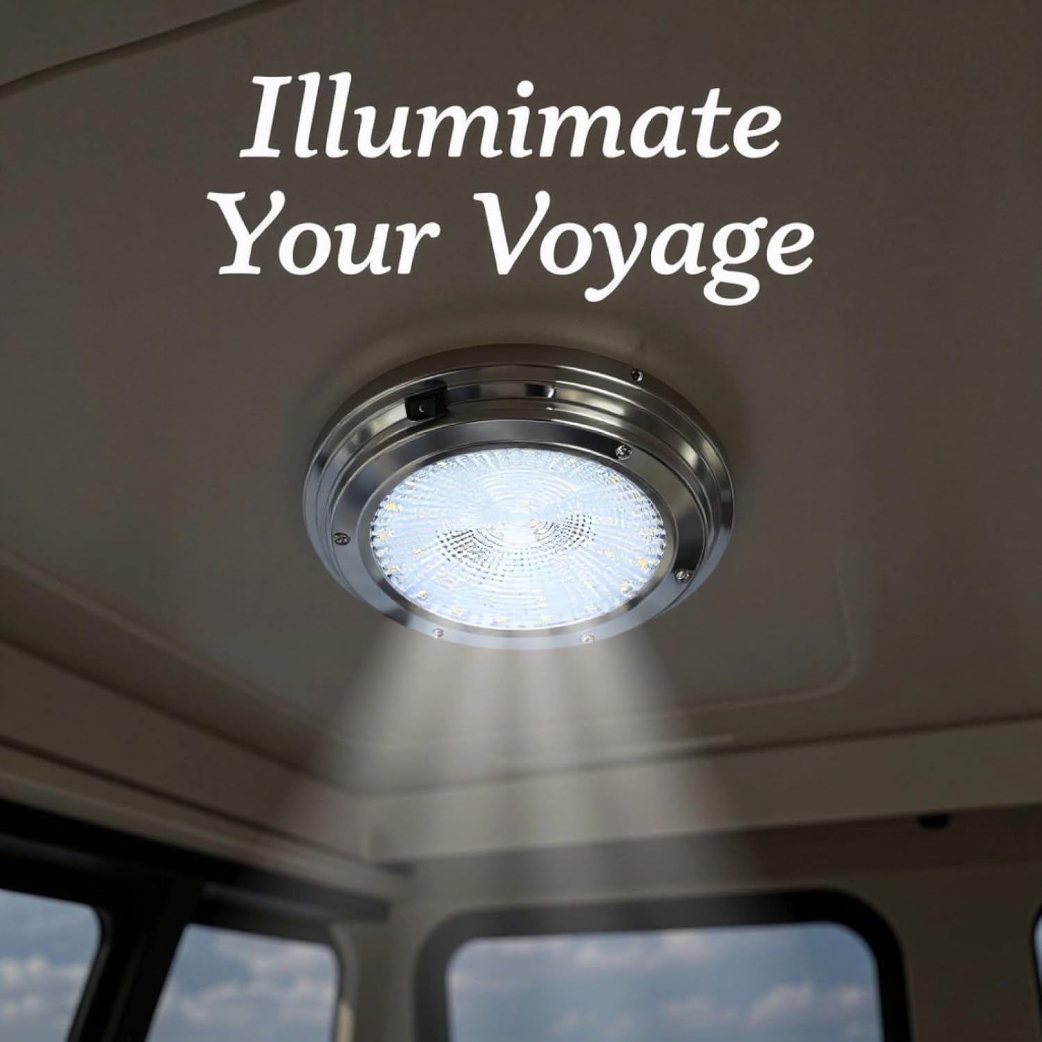 5.5 in 42 Led Boat Dome Light, 12/24V Mount Marine Light, Stainless Steel, Toggle Switch, Waterproof