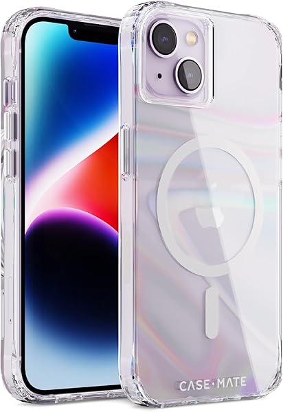 Case-Mate Soap Bubble iPhone 14 Plus Case [10ft Drop Protection] [Compatible with MagSafe] Magnetic Cover for iPhone 14 Plus 6.7" - Iridescent Swirl Effect, Anti-Scratch, Shockproof, Slim - Iridescent